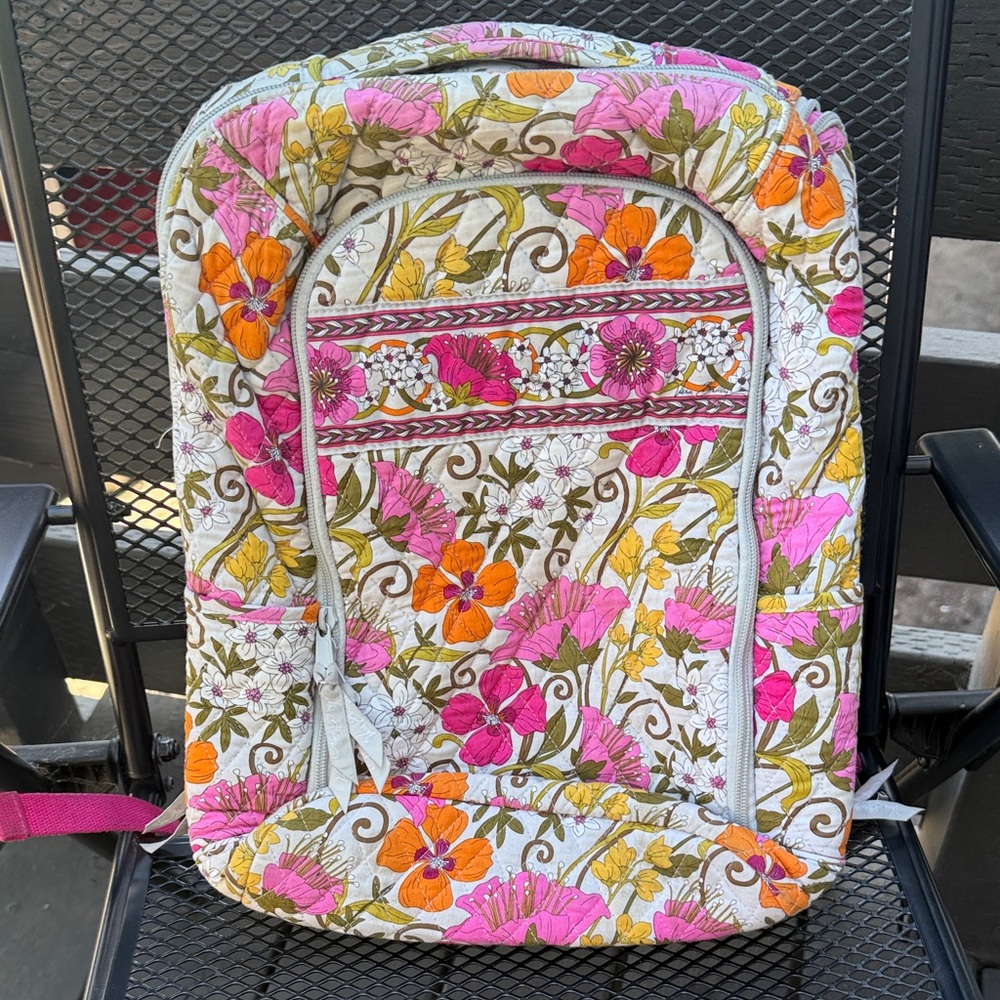 Vera Bradley Floral Backpack with Pink and Orange Accents